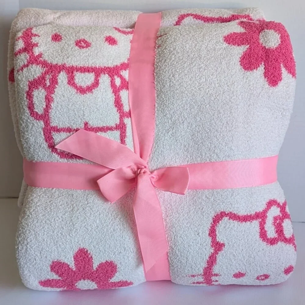 NWT Hello Kitty Full/Queen Ultrasoft Reversible Pink & White Blanket - Picture 2 of 5